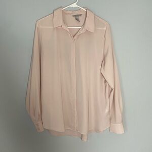 Classic Button down Blush Pastel Pink Sz 10 Women’s H&M Lightweight Blouse